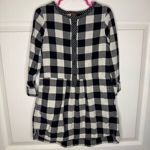 Tea Collection Buffalo Check Dress in Black and White 100% Cotton Size 5 GUC